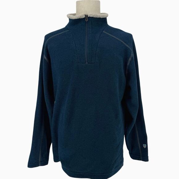 KUHL Navy Blue Quarter Zip Fleece Jacket Men XL Gorpcore Hiking Outdoors Casual - Picture 1 of 10